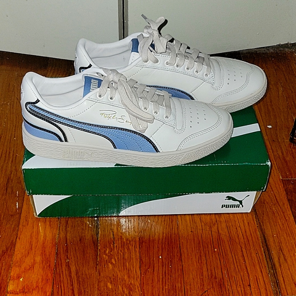 PUMA Ralph Sampson Low. Off white and light blue. Men's Size 8.5